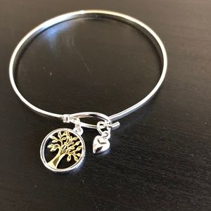 Sterling Silver Tree of Life Catch Bangle Bracelet